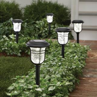 Hampton Bay Jefferson Solar 10 Lumens Black Integrated LED 3000K Warm White Landscape Path Light (10-Pack) WeatherRust Resistant 84075