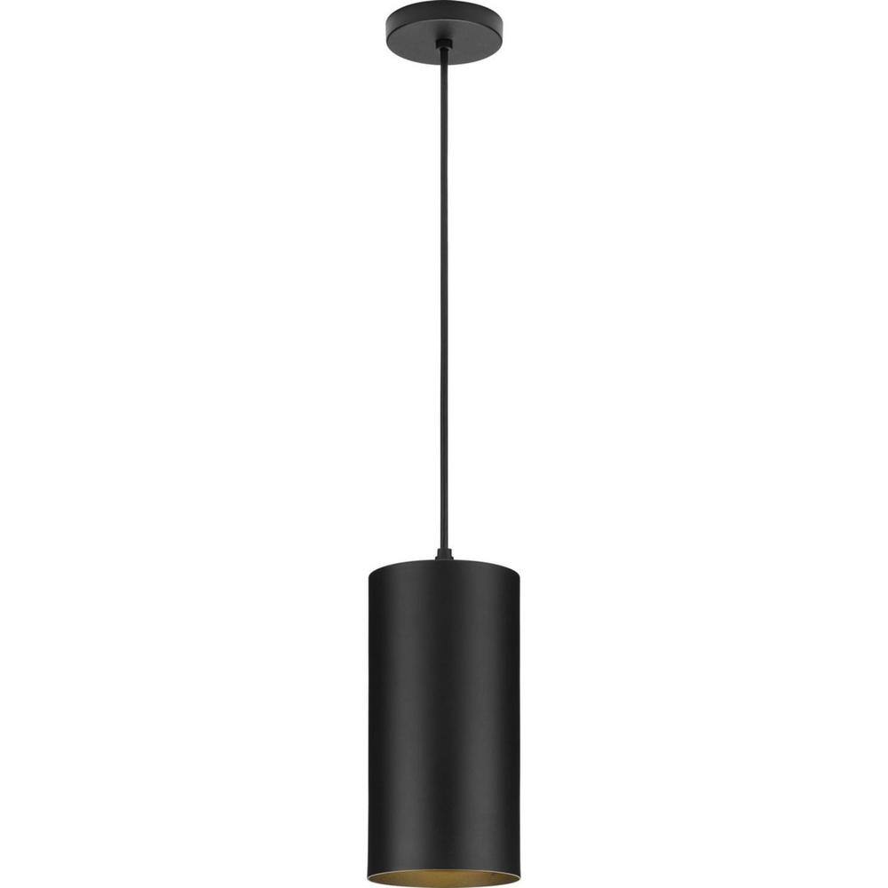 Progress Lighting Cylinder Collection 6 in. 1-Light Black LED Modern Outdoor Pendant Hanging Light P550100-031-30