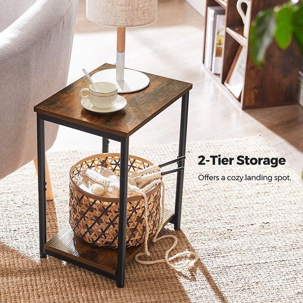 VASAGLE Industrial End Table， Side Table with Storage Shelf， Night Table， Steel Frame， for Living Room， Study， Bedroom