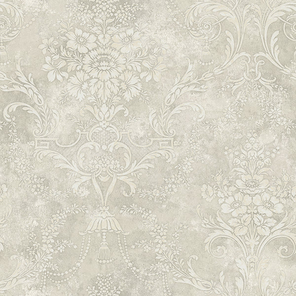 Jeffreys Floral Wallpaper in Ivory and Greys by Carl Robinson