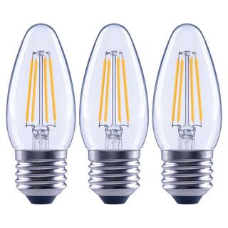 EcoSmart 60-Watt Equivalent B11 Blunt Tip Dimmable Candle Medium Base Clear Glass LED Vintage Edison Light Bulb Daylight (3-Pack) FG-04191