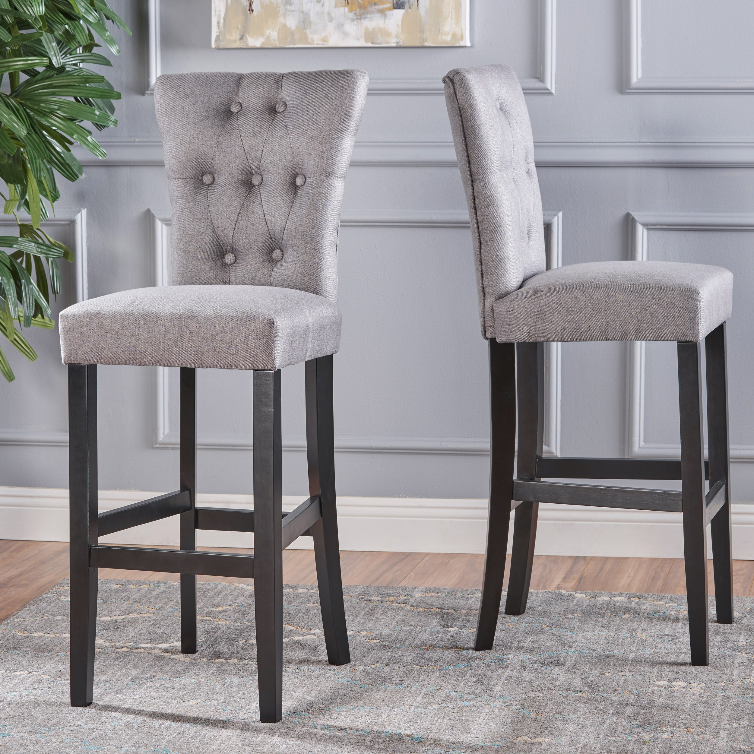 Padma 30-Inch Tufted Back Fabric Barstools (Set of 2)