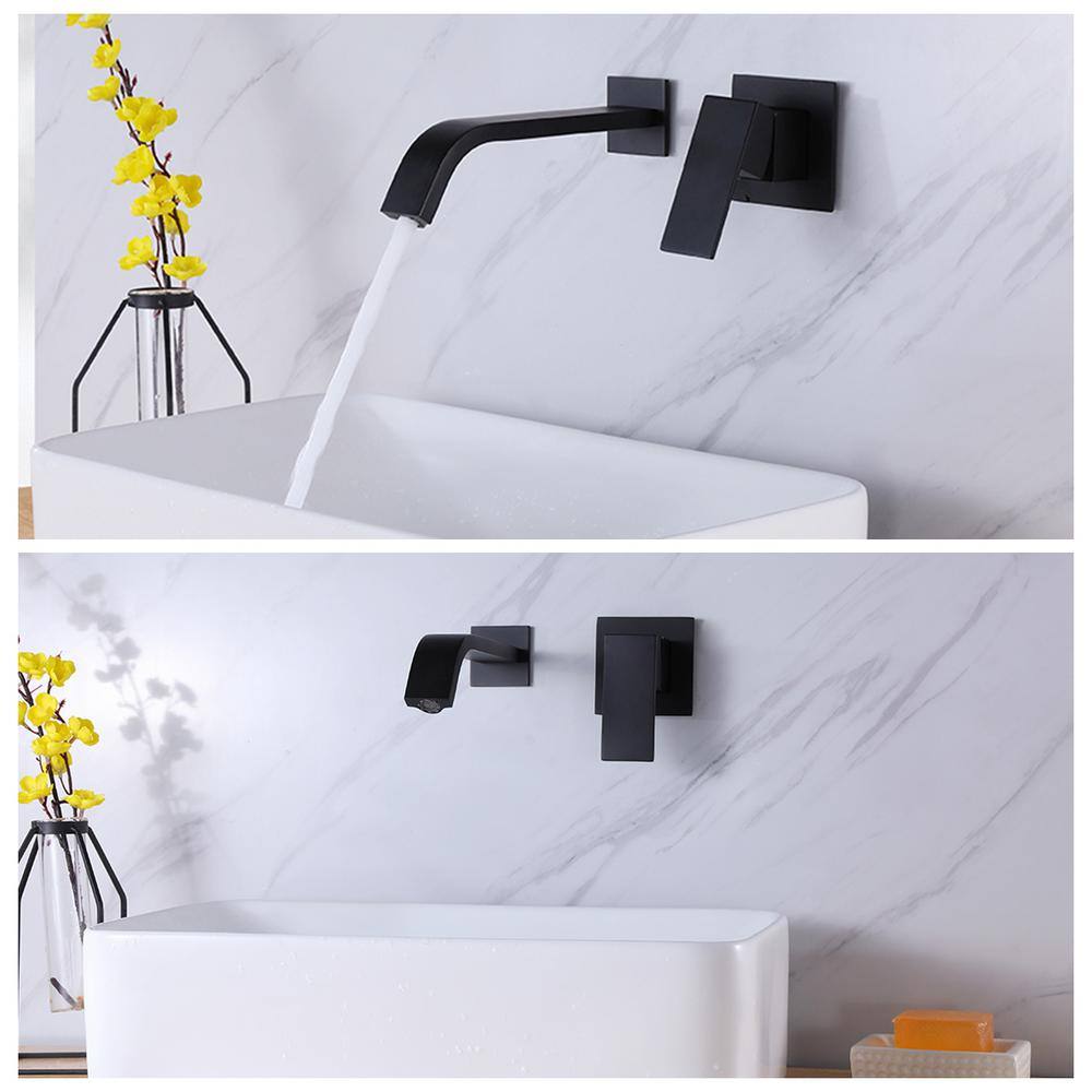 WELLFOR Single-Handle Wall Mounted Bath Faucet in Matte Black WB-FA061MB