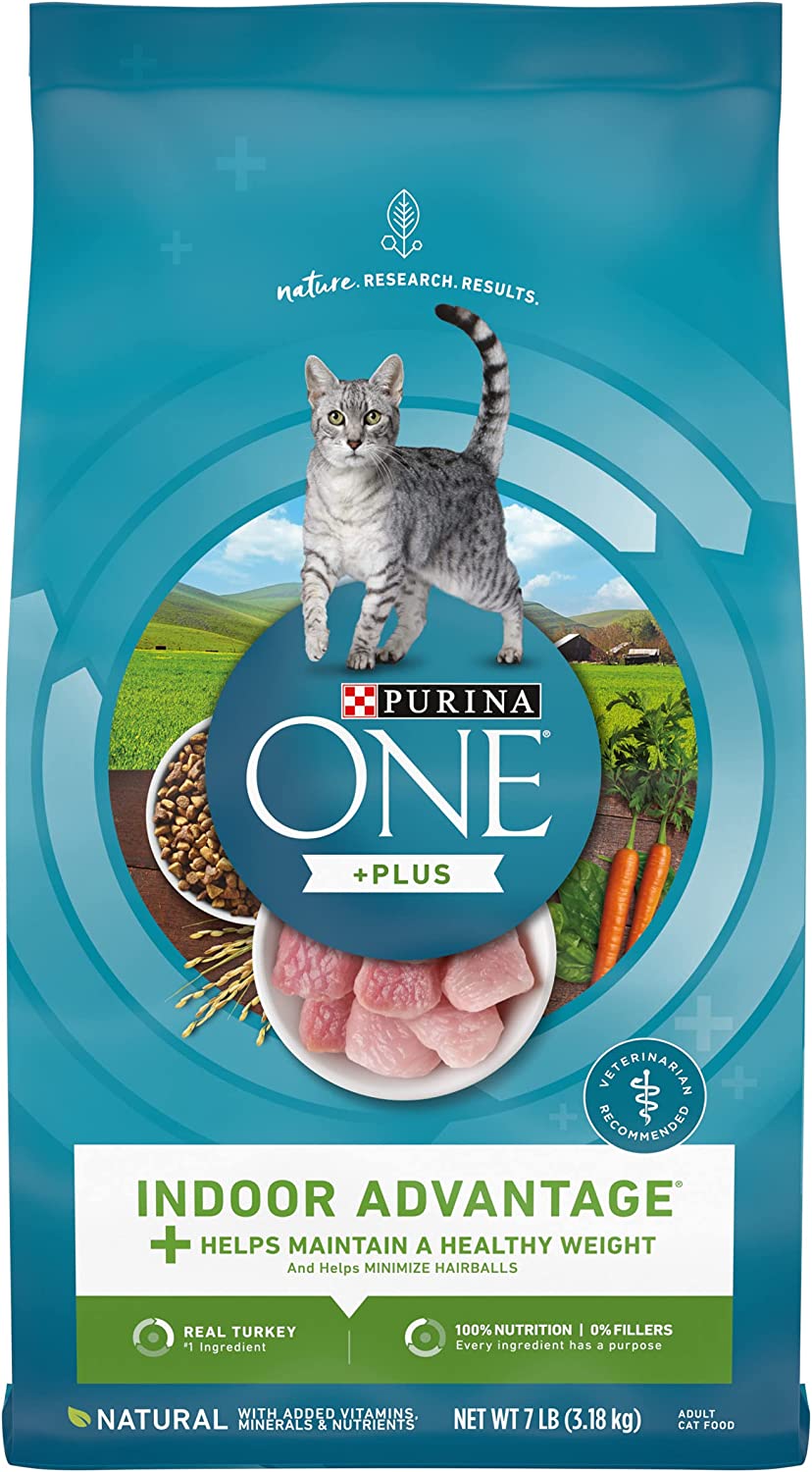 Purina ONE Natural Low Fat， Weight Control， Indoor Dry Cat Food， +Plus Indoor Advantage - 7 lb. Bag