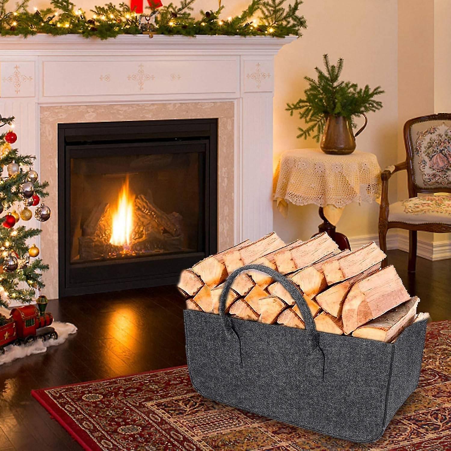 Felt Bag， Firewood Basket， Felt Shopping Bag， Felt Bag， For Wood， Newspapers， Firewood，50 X 25 X 25