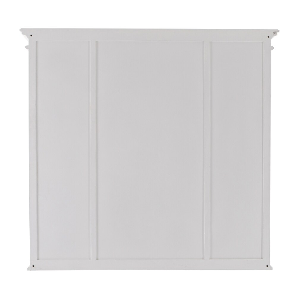 NovaSolo Halifax Coastal White Kitchen Hutch Cabinet  Solid Mahogany Frame  57.09 x 19.69 x 86.61