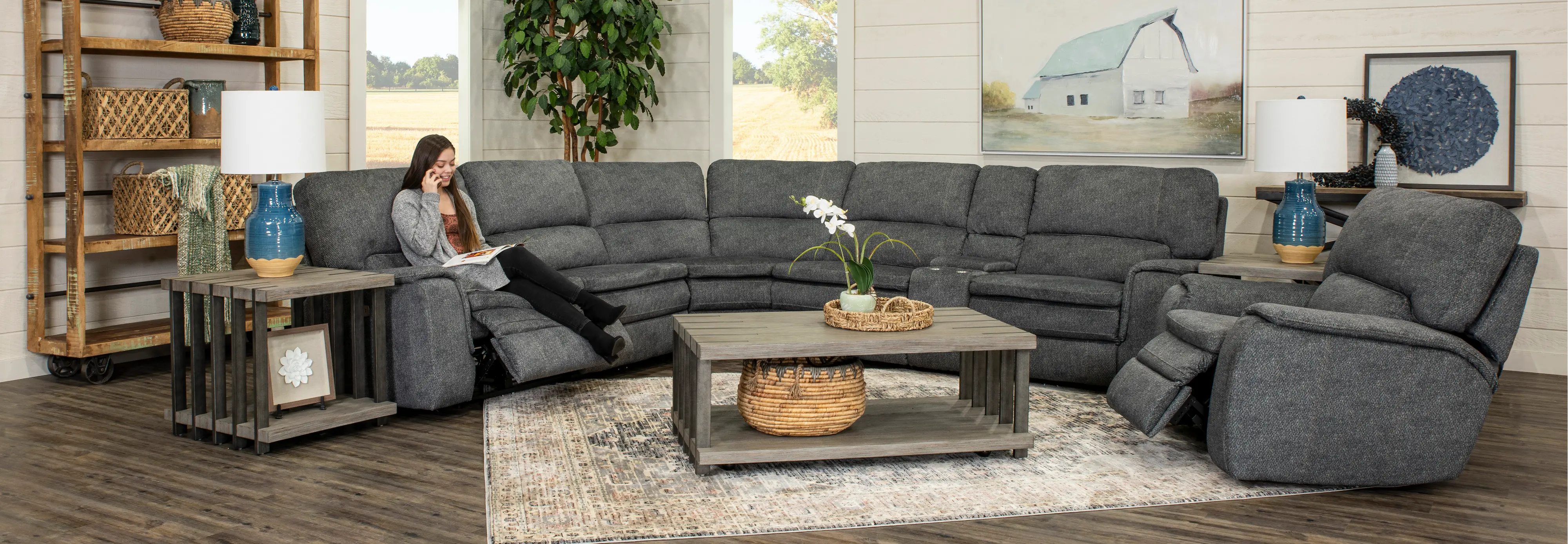 Casey Indigo 6 Piece Power Reclining Sectional