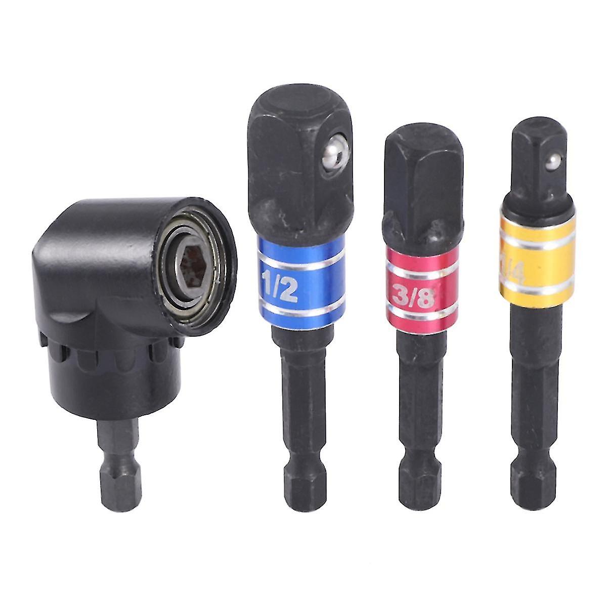 Impact Grade Driver Sockets Adapter Extension Set Drill Bit Right Angle Drill， 3pcs Socket Adapter