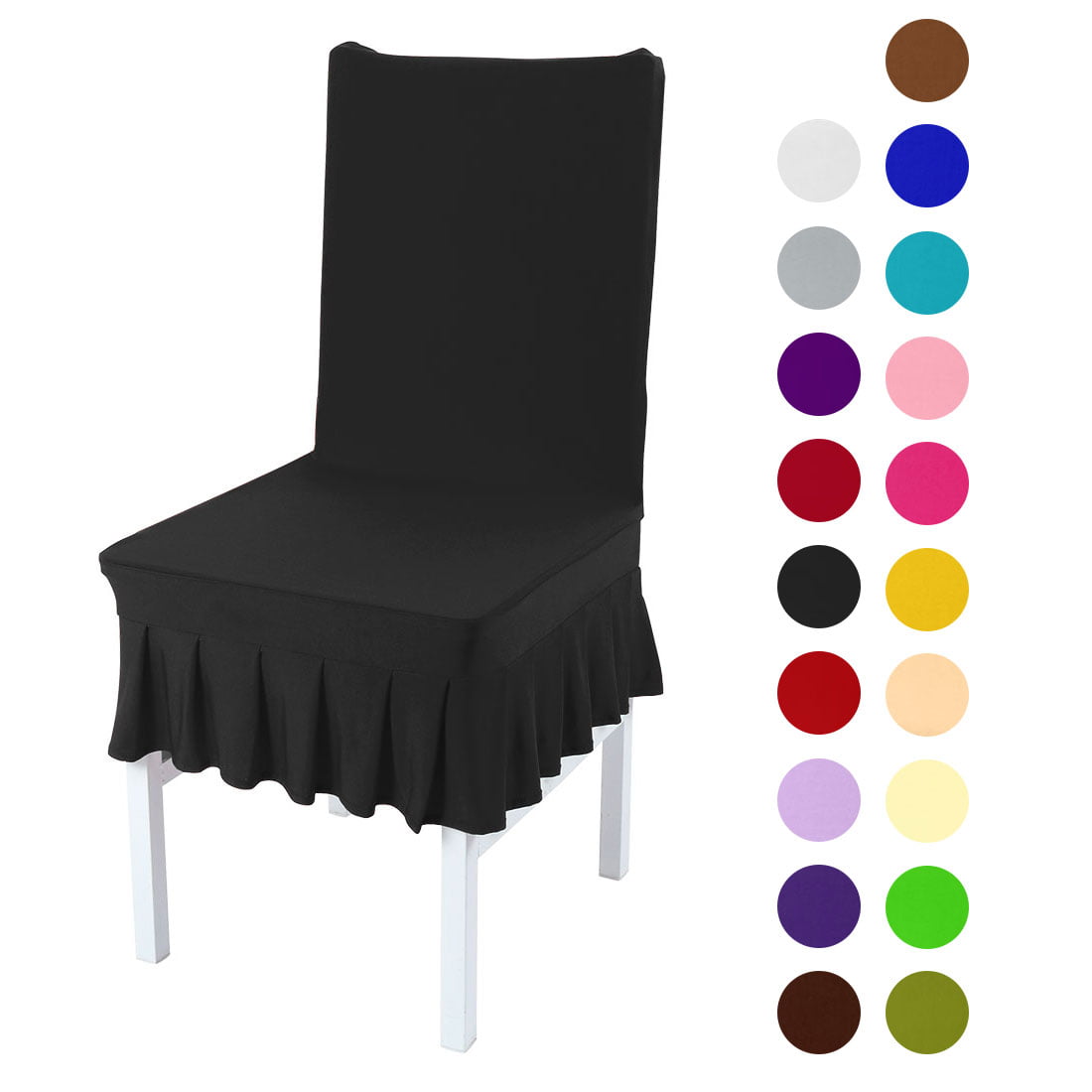 Spandex Stretch Washable Dining Stool Chair Cover Protector Seat Slipcover Black