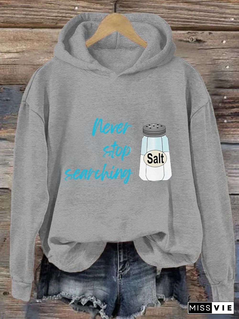 Women's Never Stop Searching Salt Print Hooded Sweatshirt