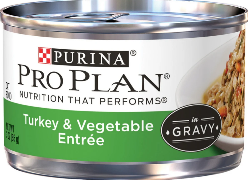 Purina Pro Plan Classic Turkey and Vegetables Entree Grain-Free Canned Cat Food 3-oz can case of 24