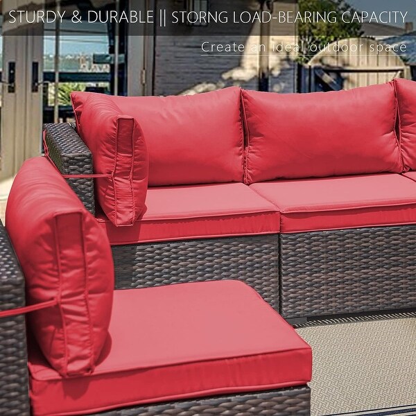 Kullavik 7Piece Rattan Patio Furniture Set Sofa