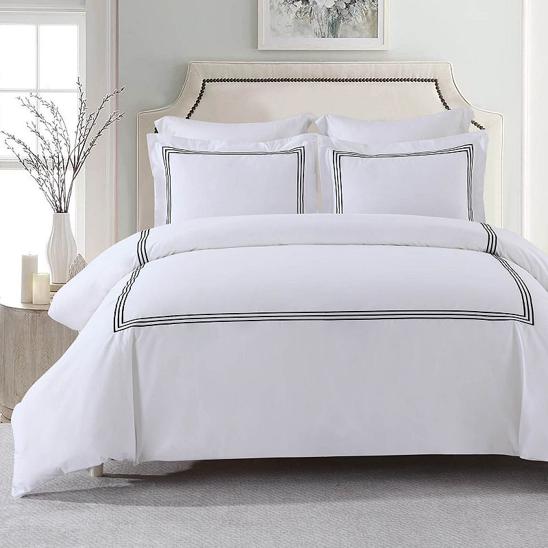 Adeline Percale Embroidered Duvet Cover Set - Made in Egypt