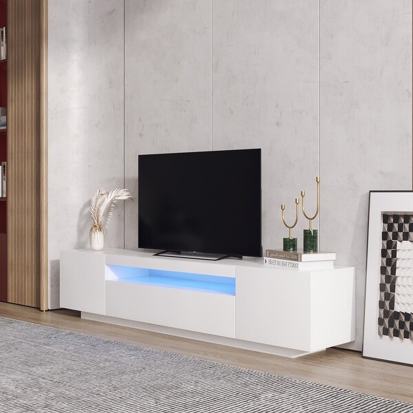 78''L Modern 2 Side Doors TV Stand RGB LED Lights TV Cabinet with Multi-Storage for Living Room Media Entertainment Center