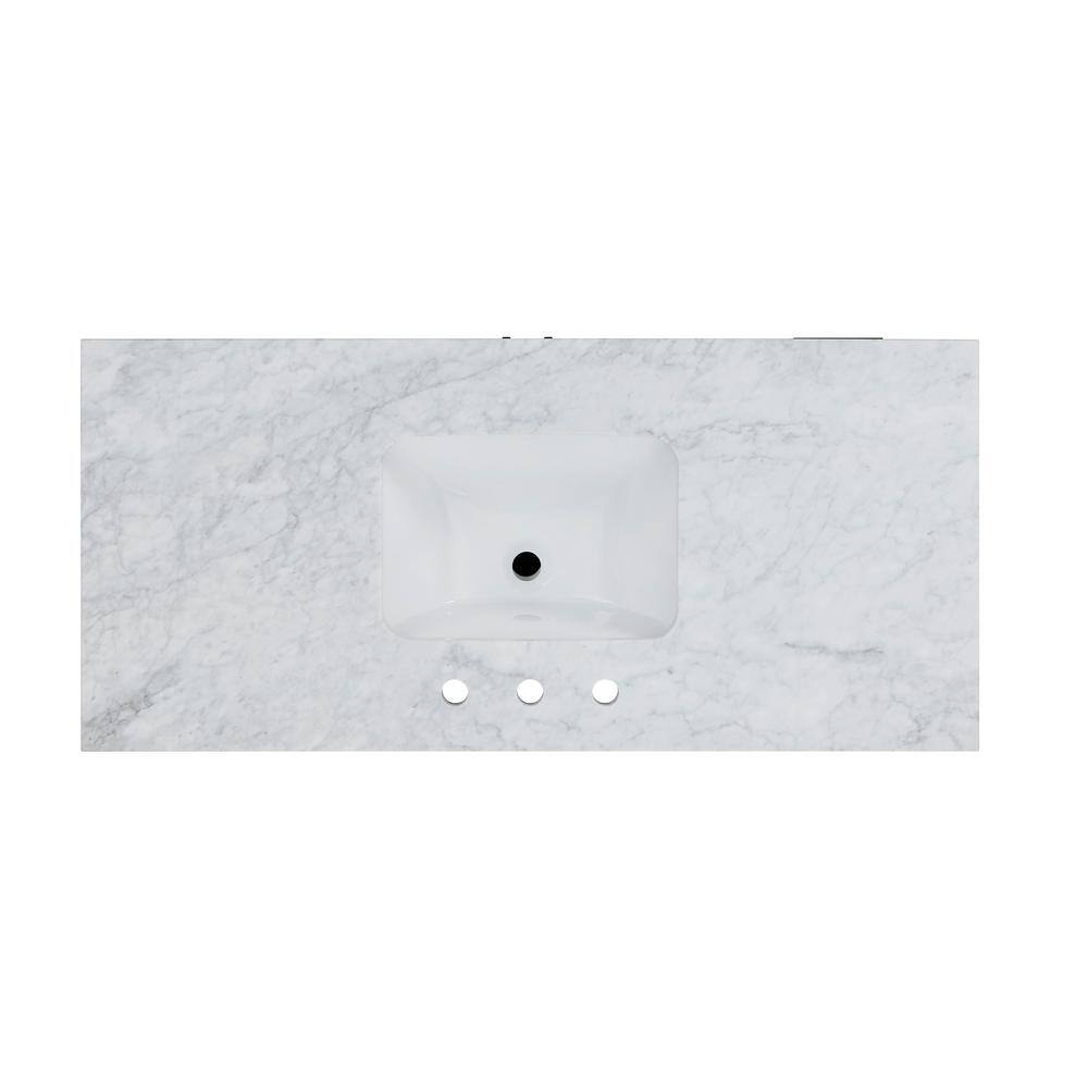 Home Decorators Collection Stanbury 48 in. W x 22 in. D Vanity in Cashmere with Carrara Marble Vanity Top with White Sink 1459VA48-247900