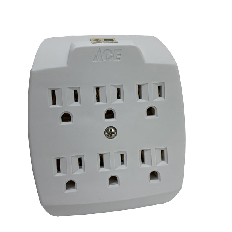 ADAPTER 6-OUTLET WHT 15A