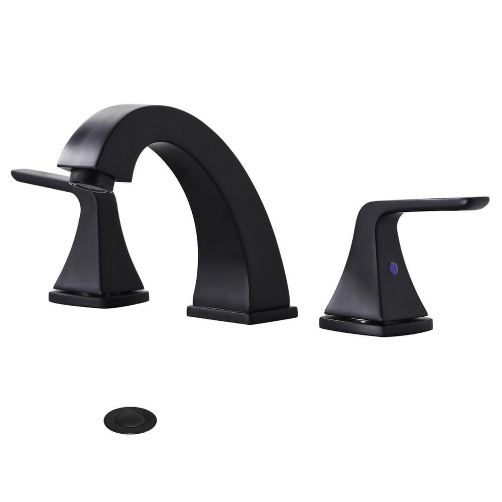 PROOX 8 in Widespread 2Handle Bathroom Faucet with PopUp Assembly in Matte Black