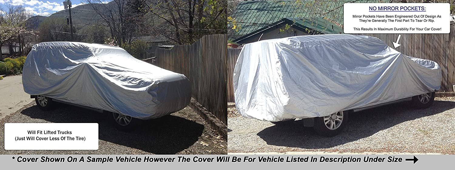 Weatherproof SUV Cover Compatible With 1990 Jeep Cherokee - Outdoor and Indoor - Protect From Rain Water， Snow， Sun - Durable - Fleece Lining - Includes Anti-Theft Cable Lock， Storage Bag and Wind Straps