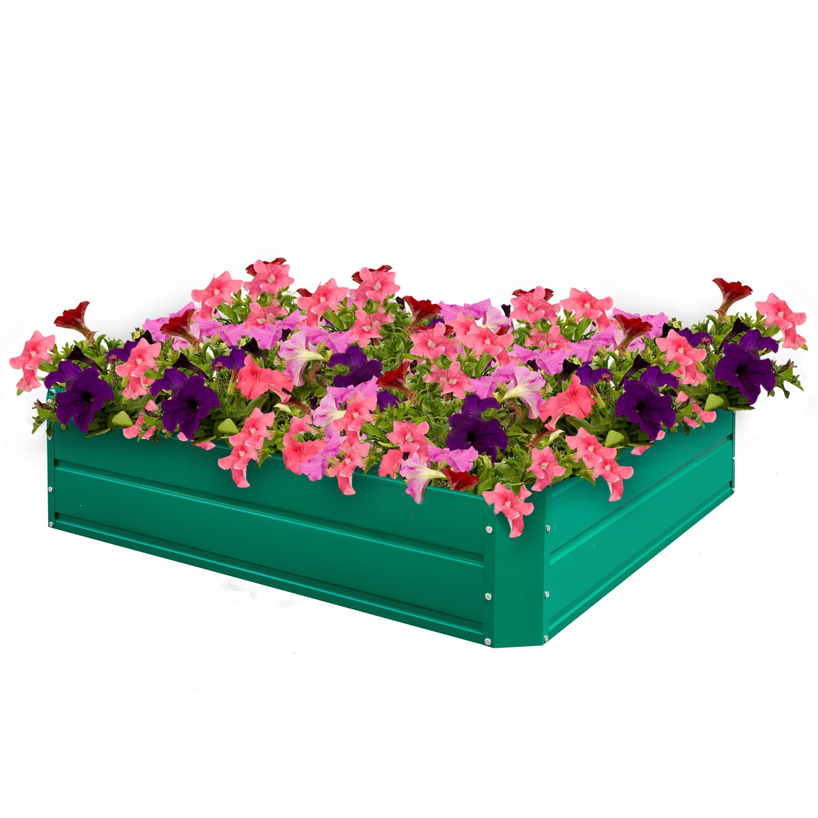 VEVORbrand Raised Metal Garden Bed, 48"x36"x12" Steel Garden Bed Green Square Planter Box, Steel Garden Bed Kit Outdoor Compost Garden Bed