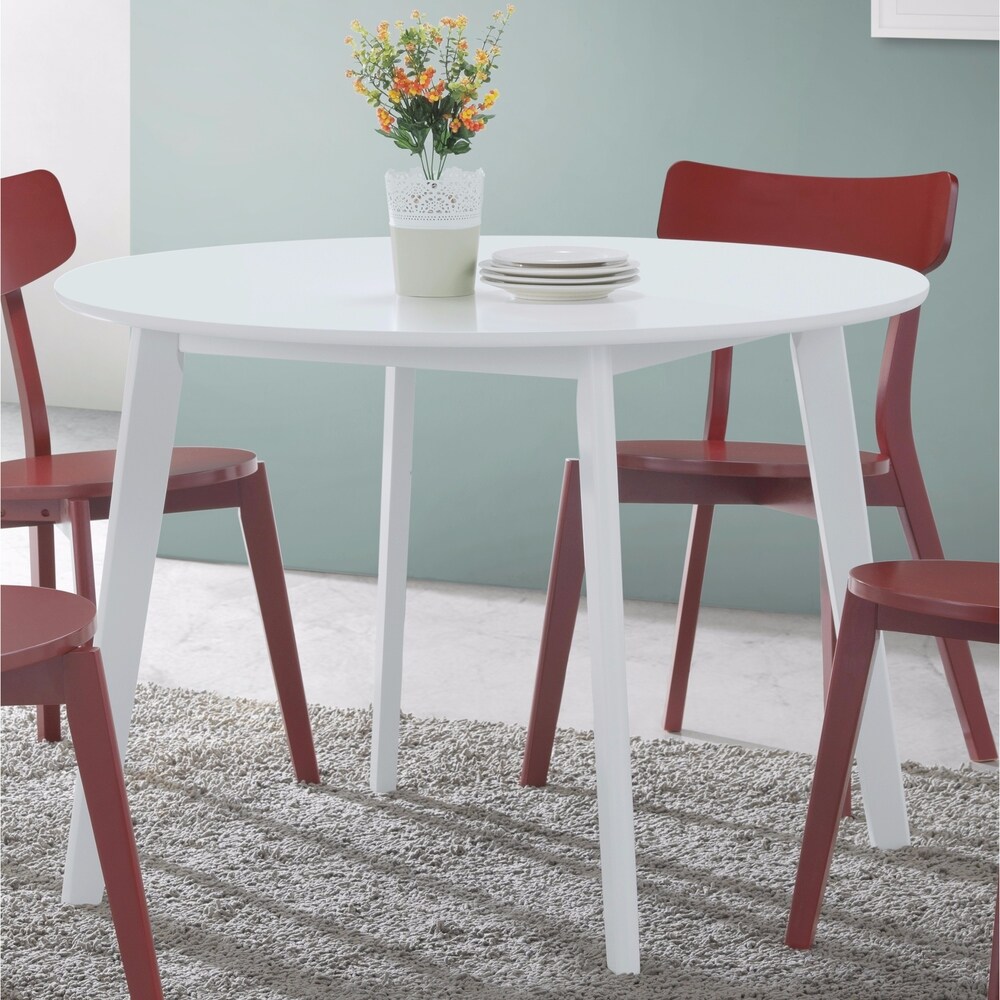 Roundhill Furniture Roma Contemporary White Round Dining Table