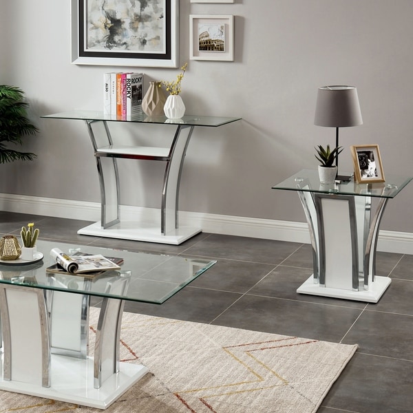 Silver Orchid Brian Modern 24-inch Glass Top Side Table