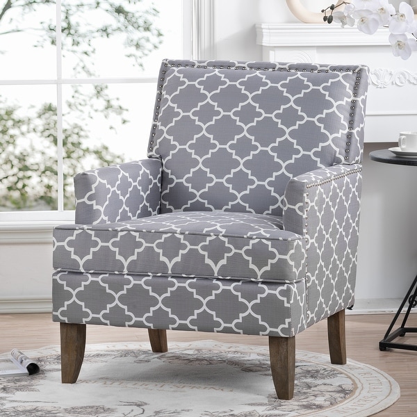 Fabric Accent Chairs for Living Room with Nailheads