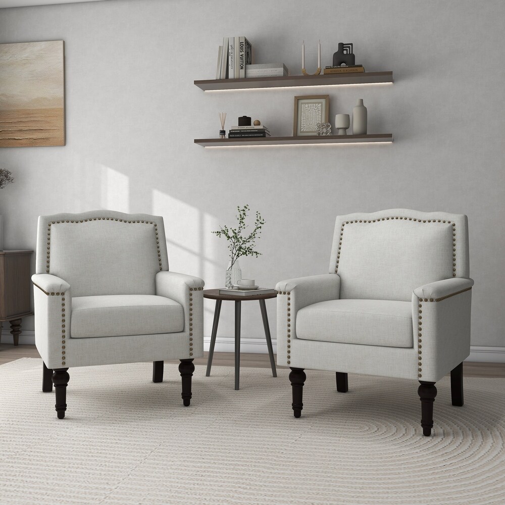 2 PACK Contemporary Accent Armchair with Nailheads Living Room Furniture