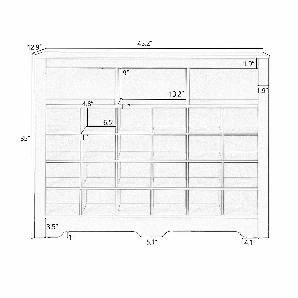 Contemporary 24 Cubby Shoe Console: Stylish  High Quality Storage Solution