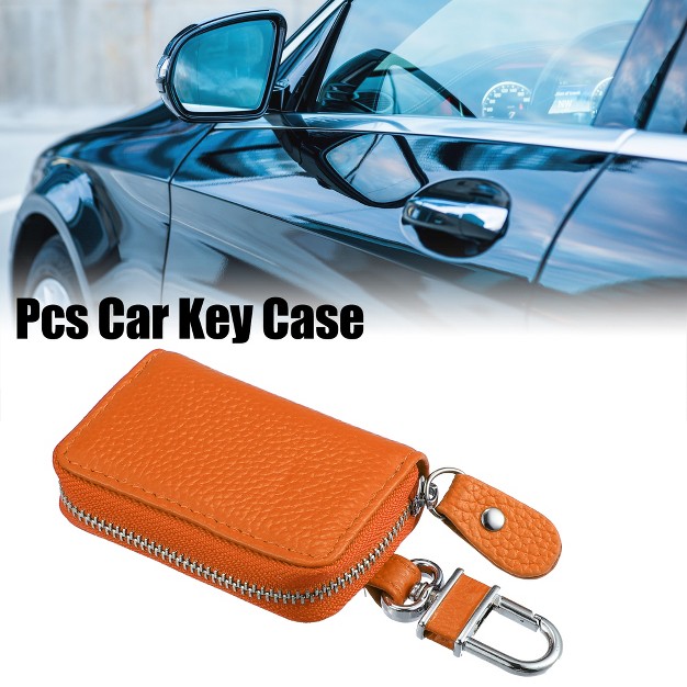 Unique Bargains Faux Leather Zipper Car Key Case