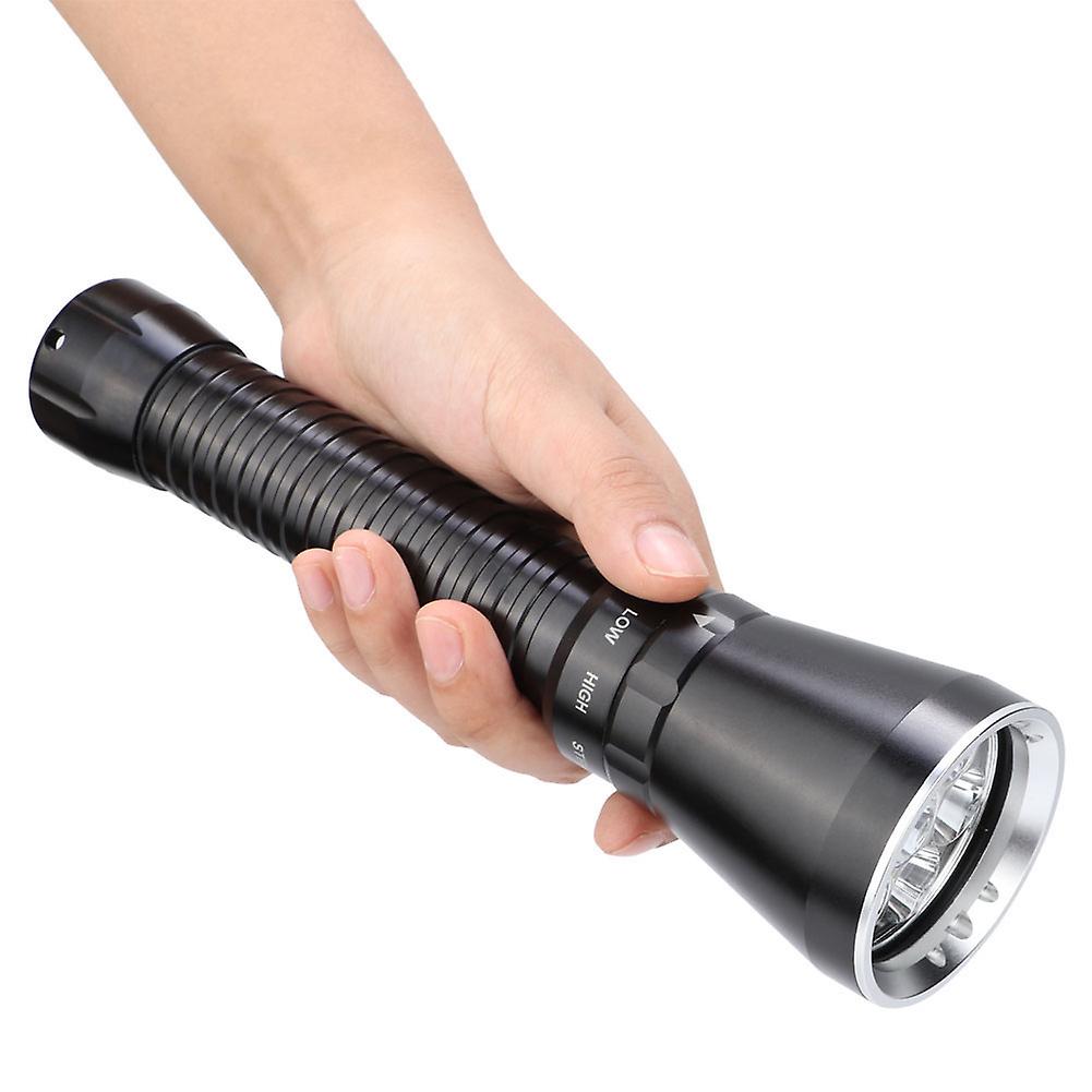 Outdoor Flashlight 100m Waterproof Underwater 18000lm High Brightness Dive Lamp For Diving， L2 Led， 3 Modes， Magnetic Rotation Switch[black]