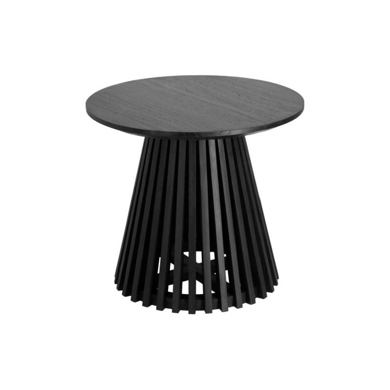 OROA Irune Round Black Teak Wood Pedestal Side Table