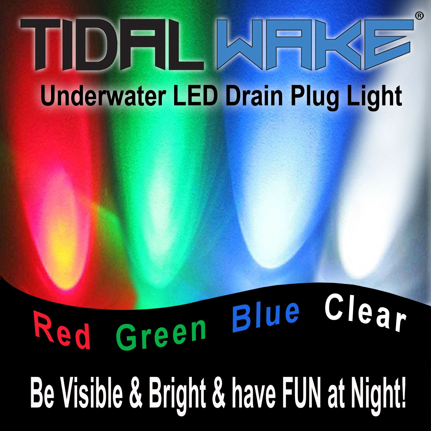 Tidal Wake IP68 Underwater 1/2inch Standard Boat Drain Plug LED Light Built-in Driver and Overheat Protection 3 Year/50，000hr Warranty， 316 Stainless Steel， 12-30v/27w Bright