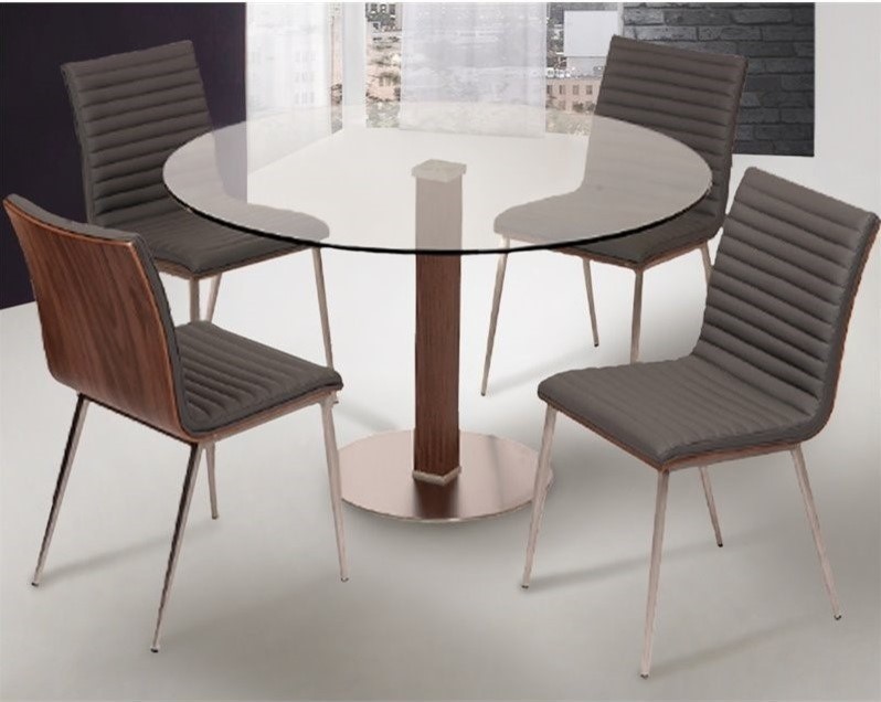 Hawthorne Collections Modern Faux Leather Upholstered Dining Chair in Gray   Contemporary   Dining Chairs   by Homesquare  Houzz
