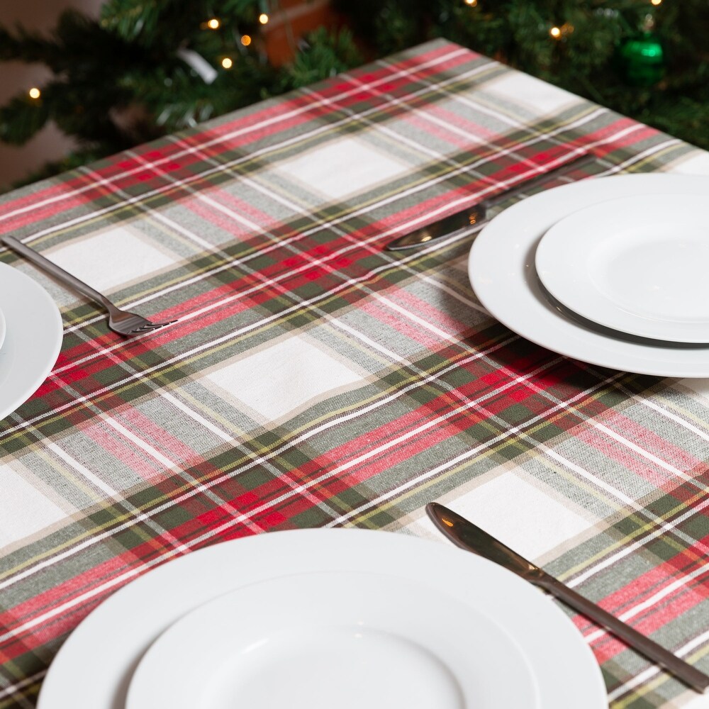 Fabstyles Celebration Plaid Christmas High Quality Cotton Tablecloth