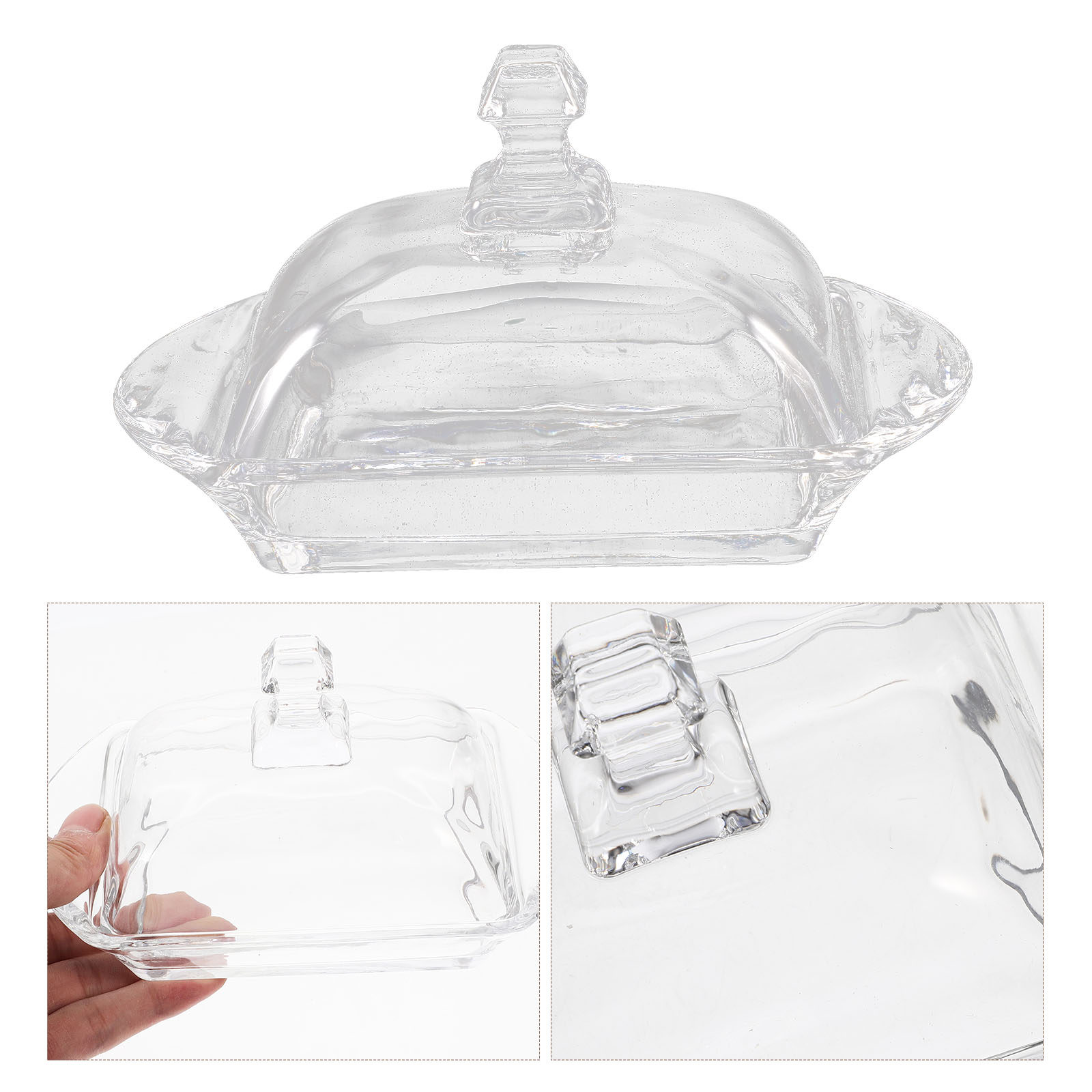 1 Set of Covered Butter Dish Glass Butter Dish Transparent Butter Tray Cheese Butter Dish with Lid