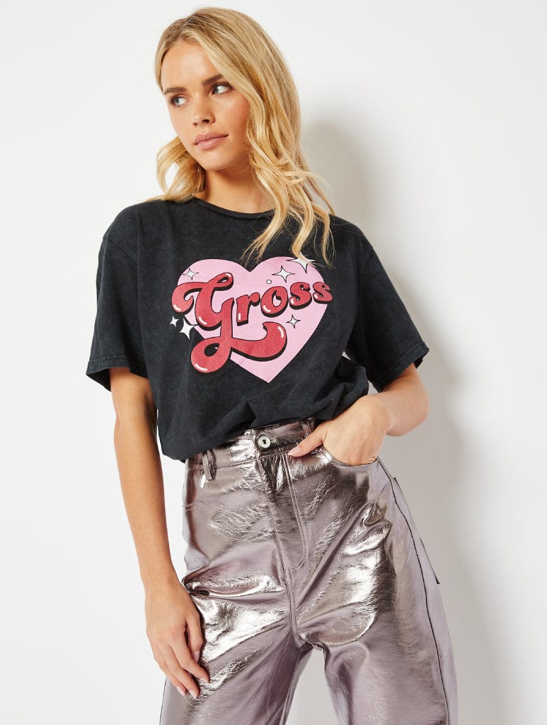 Gross Graphic Oversized Acid Wash T-Shirt