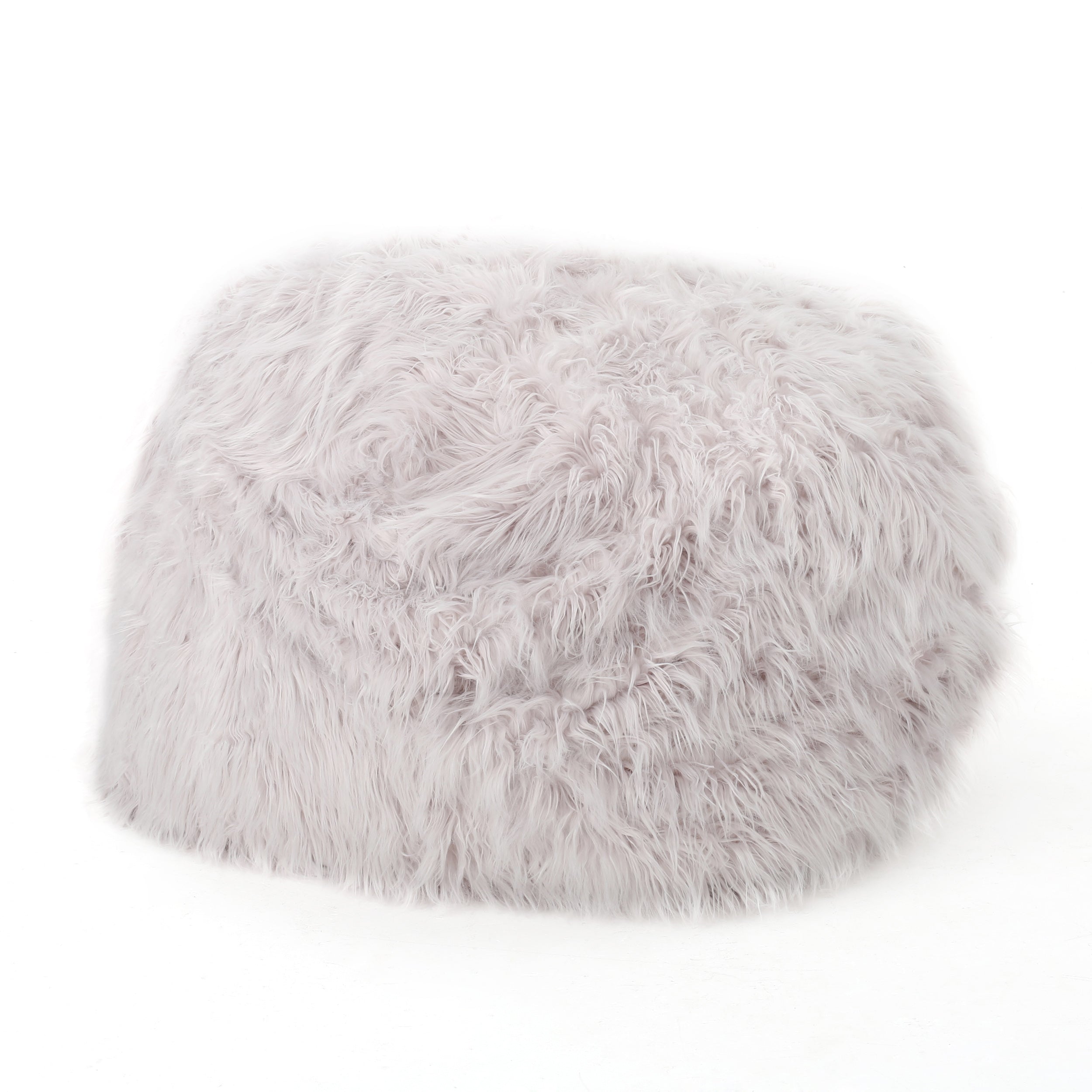 Noble House Rubani 5 ft Long Faux Fur Bean Bag Chair, Lavender