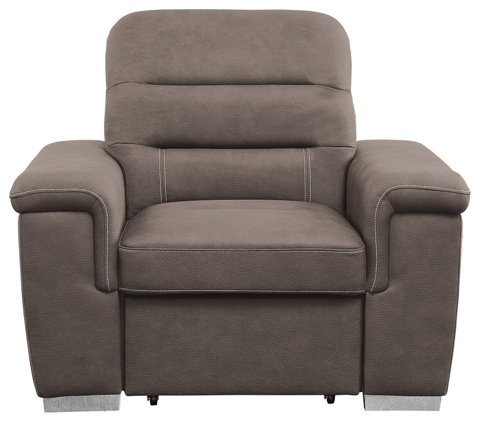 Brooks Accent Chair With Pull Out Ottoman   Contemporary   Armchairs And Accent Chairs   by Lexicon Home  Houzz