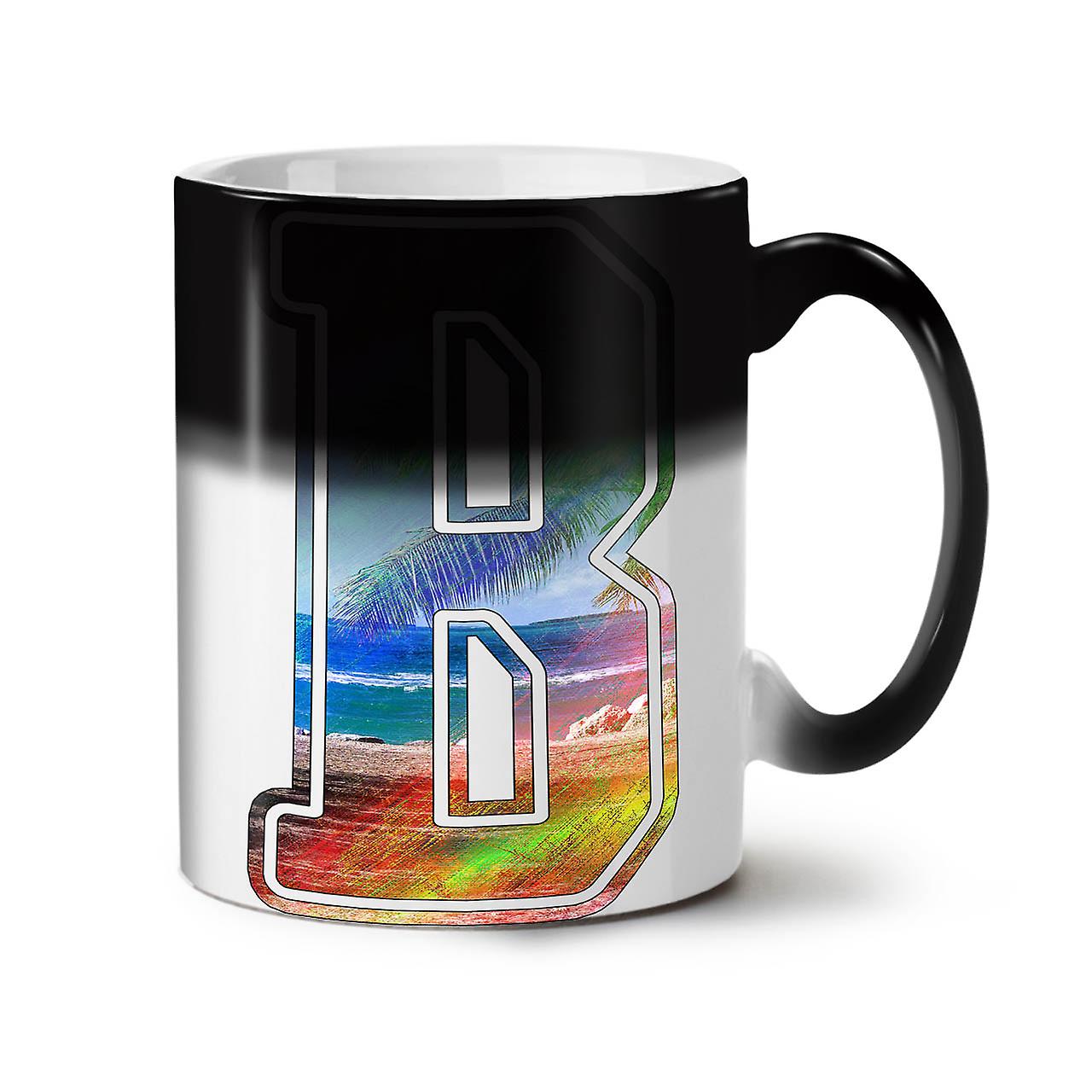 Letter B Beach NEW Black Colour Changing Tea Coffee Ceramic Mug 11 oz | Wellcoda