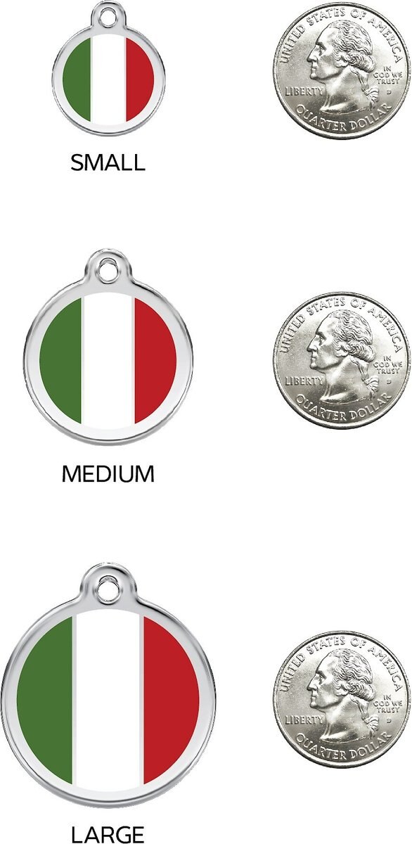 Red Dingo Italian Flag Stainless Steel Personalized Dog and Cat ID Tag