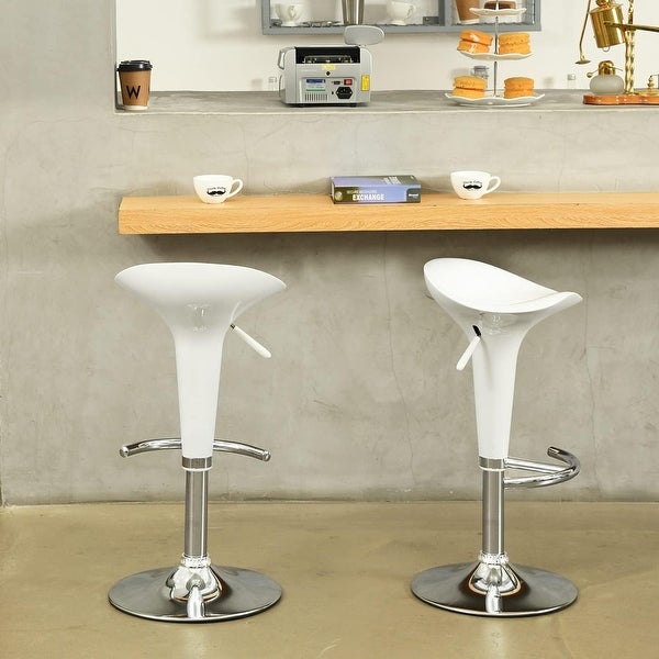 High Gloss Ergonomic Adjustable Swivel BarStools with Footrest