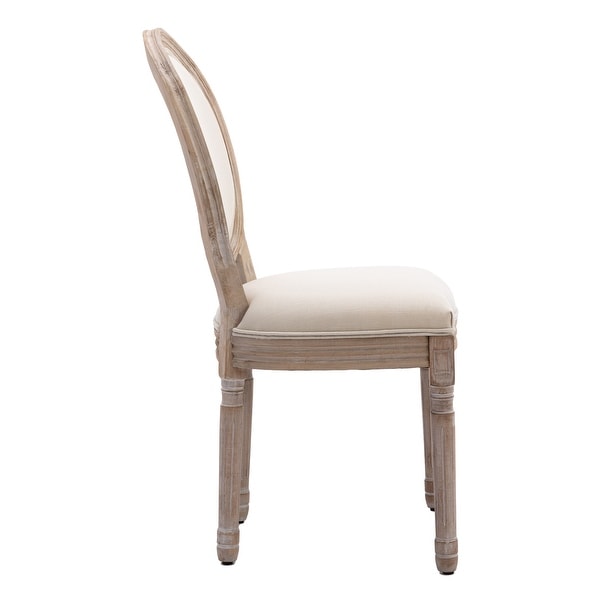 Upholstered Fabrice French Dining Chair with rubber legs