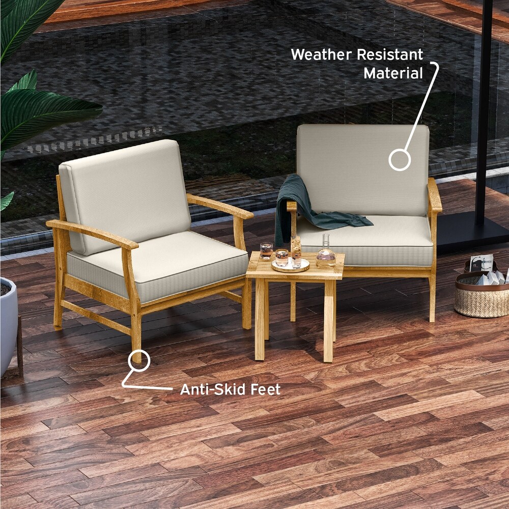 Nestl 3 Piece Acacia Wood Small Patio Furniture Set   Outdoor Patio Bistro Set with Patio Chairs