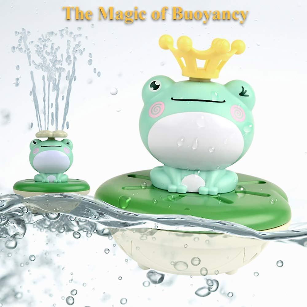 Bathtub Fountain Toy， Bath Toy Frog Electric Rotating Sprinkler Toy Water Spray Toy 2 Level Speed With 5 Little Accessries-bird， Four-leaf Clover， Sho