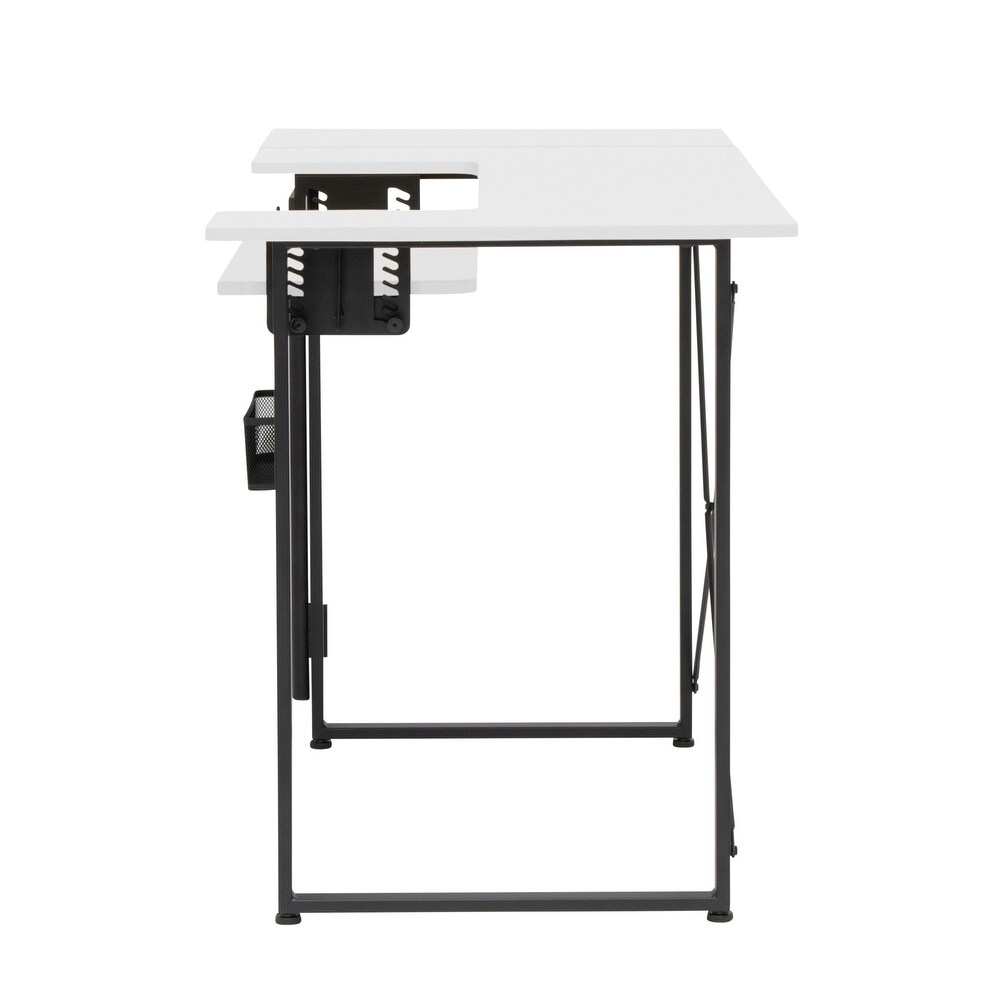 Sew Ready Pivot Sewing Table with Storage Panel and Adjustable Platform