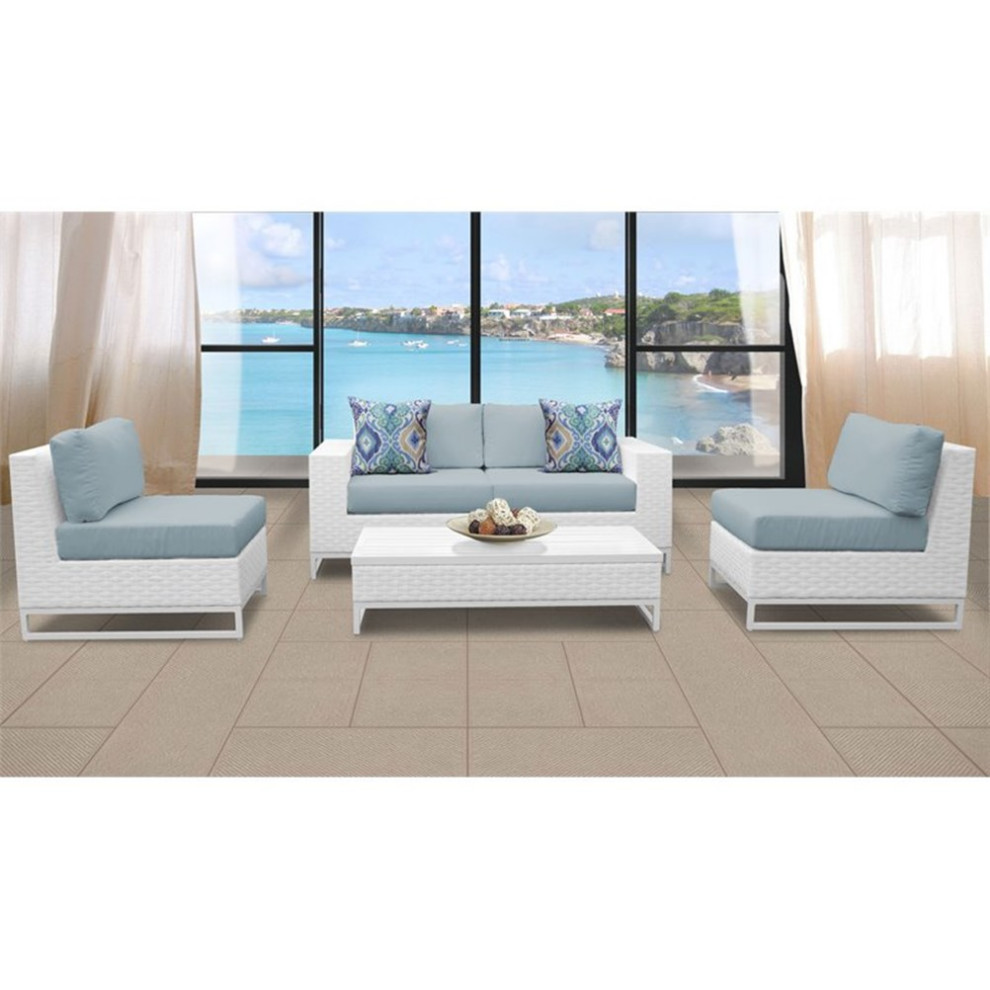 Miami 5 Piece Outdoor Wicker Patio Furniture Set 05g in Spa   Outdoor Lounge Sets   by Homesquare  Houzz