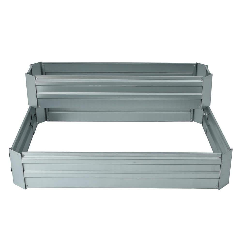 Luxen Home 2-Tier Galvanized Metal Raised Garden Bed WHPL1274