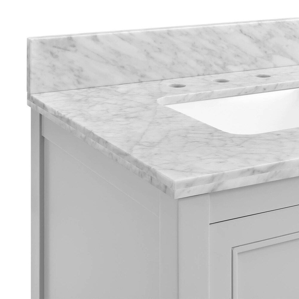 Vines 36 in. Grey Bathroom Vanity with Carrara Marble Top