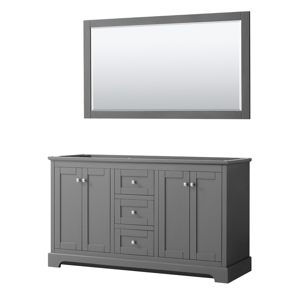 Avery 60 inch Double Vanity  No Top  No Sinks  58 inch Mirror