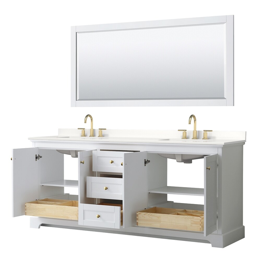 Avery 80 inch Double Vanity  Quartz Top  70 inch Mirror